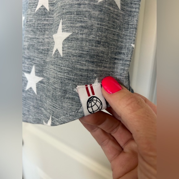 Free Planet  Mens White Button Front Shirt American Flag - Picture 7 of 15